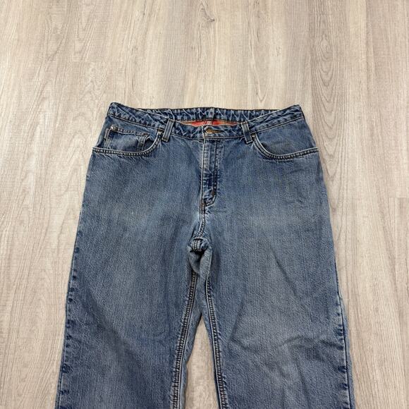 Vintage Carhartt Flannel Lined Jeans Men 36x32 Measured Blue Distressed Workwear - Picture 2 of 10